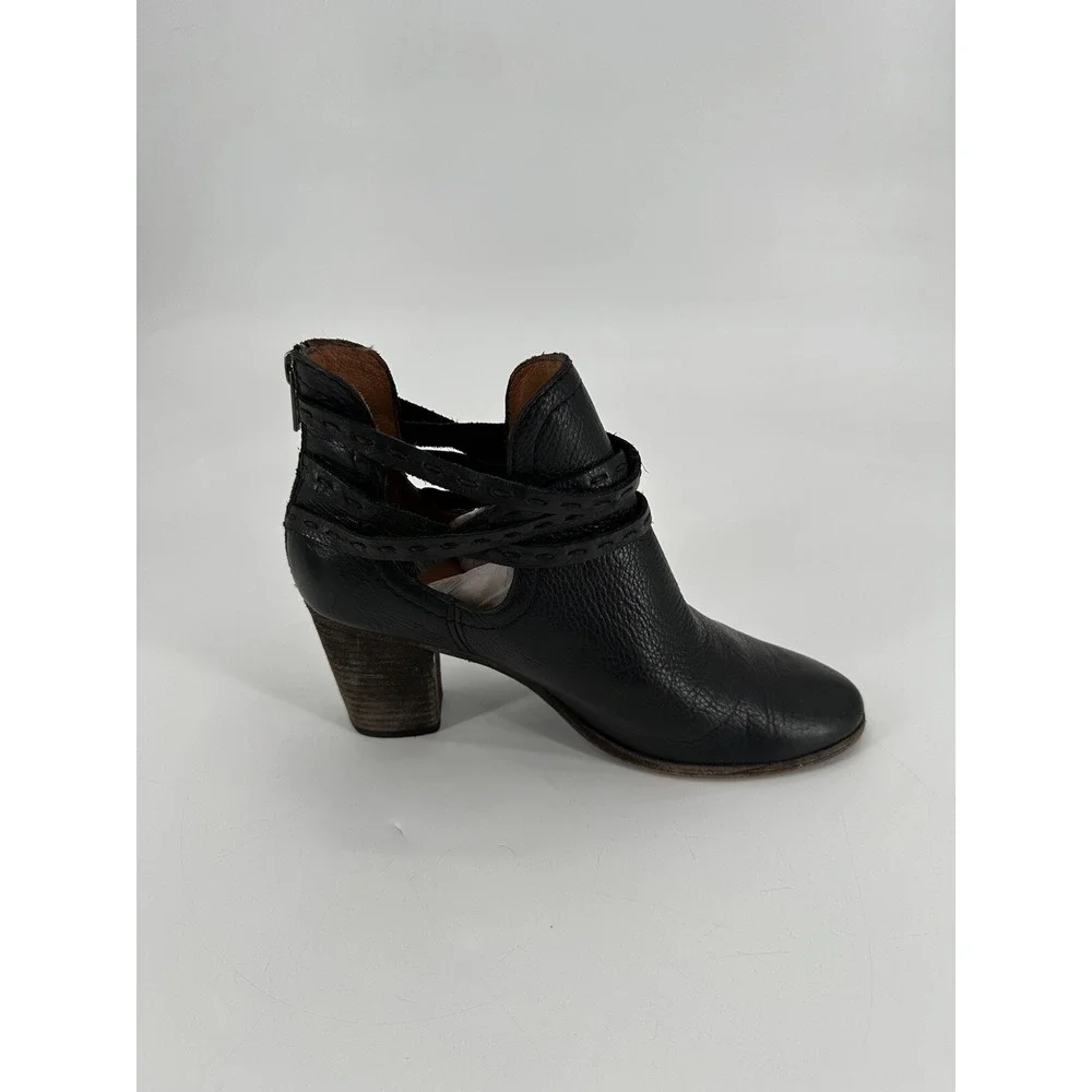Frye Naomi Pickstitch‎ Womens 8.5B Black Leather Shooties Strap Zip